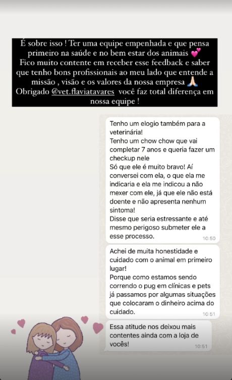 Print de WhatsApp: tutora elogia a honestidade da veterinária