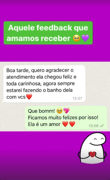 Print de WhatsApp: agora sempre farei o banho dela com vocês